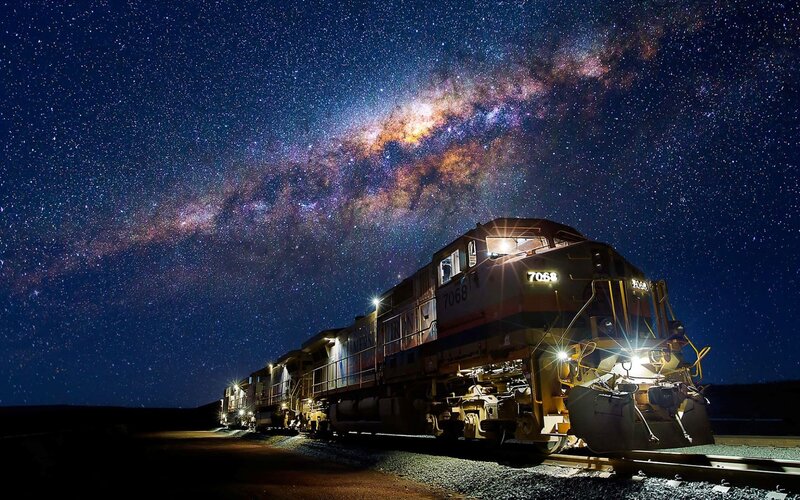 Train under Starry Sky