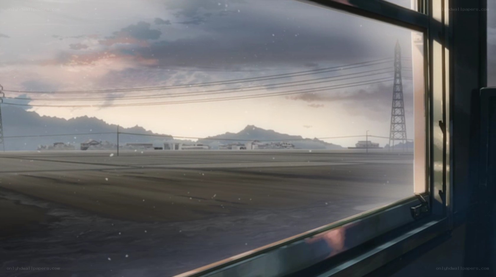 train window view at dusk