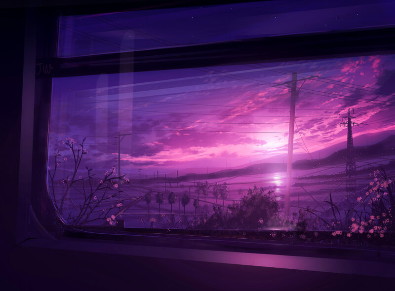 Train Window View — Purple