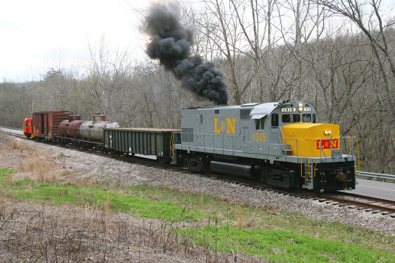 Train with black smoke