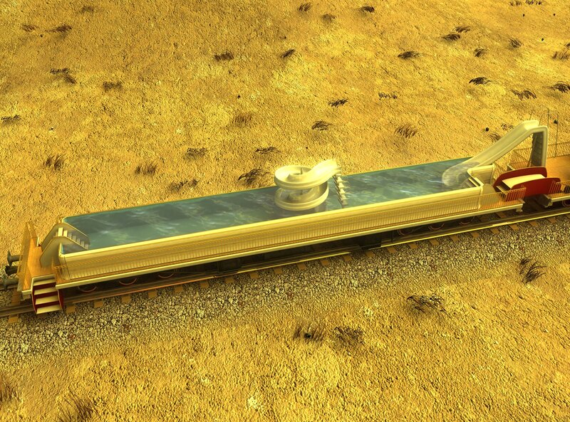 Train with water slide