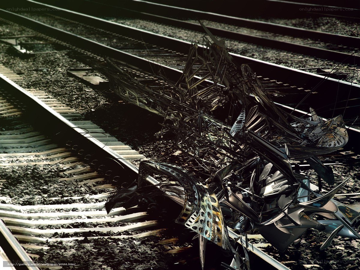 Train wreck debris on tracks