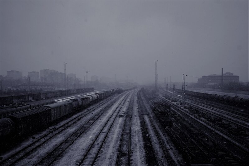 Train Yard in Snow