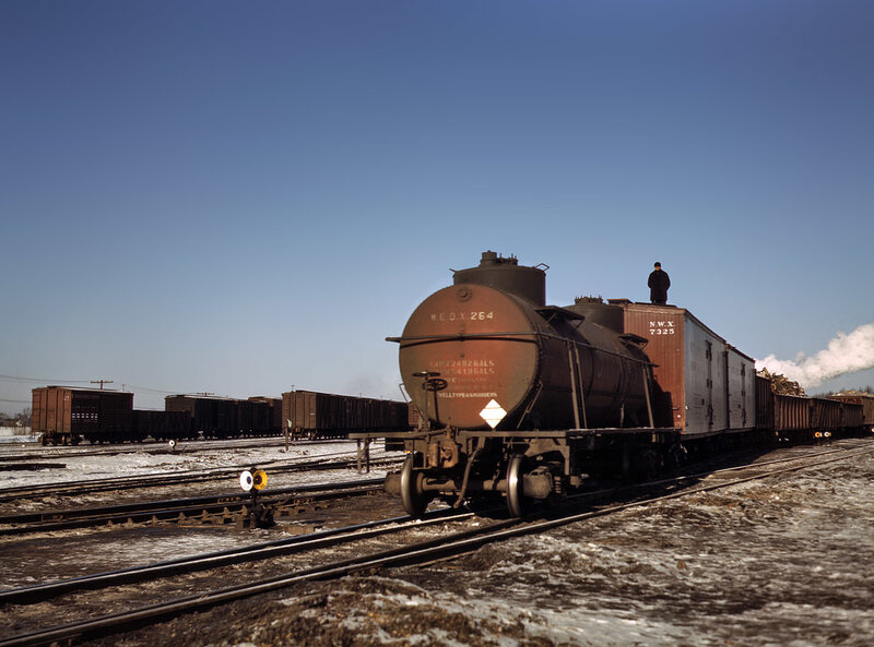 Train yard with tank car