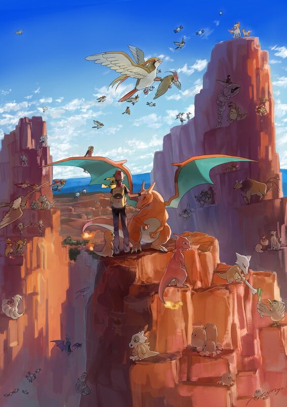 Trainer with Charizard — Blue