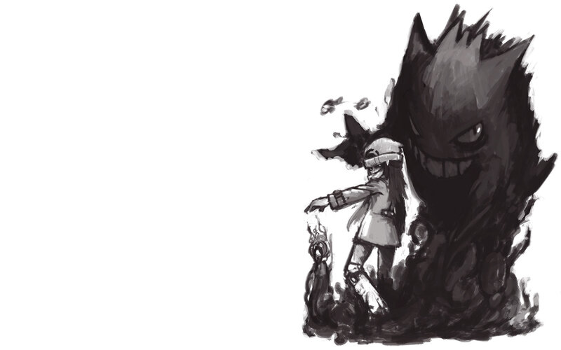 Trainer with Gengar — Black, Dramatic