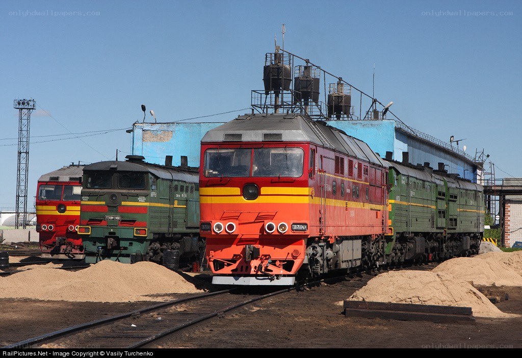 Trains at a rail yard