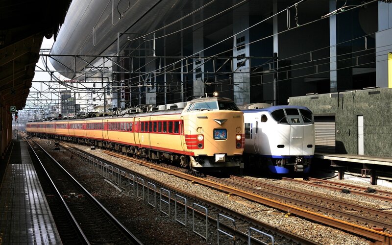 Trains at a station