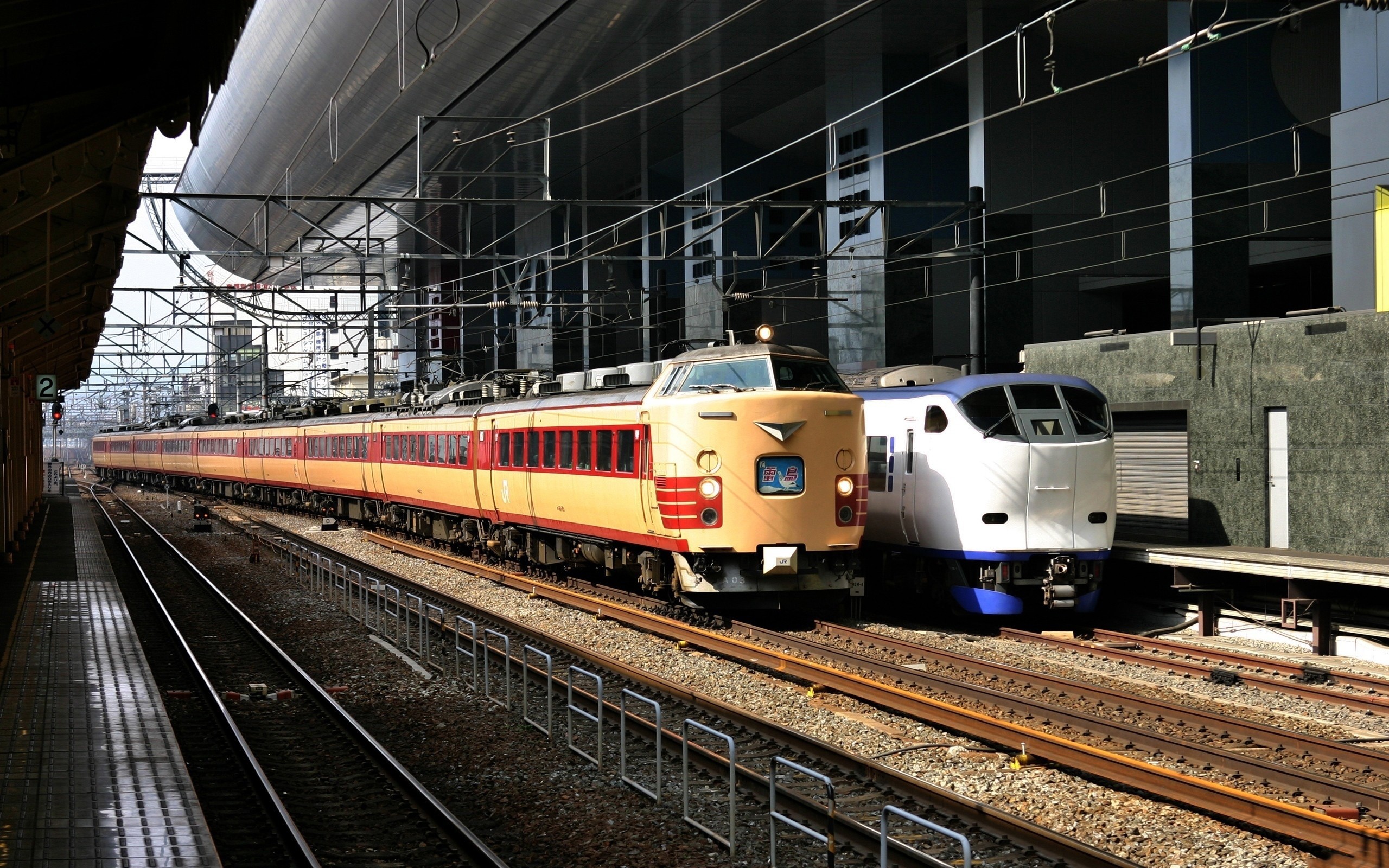 Trains at a station