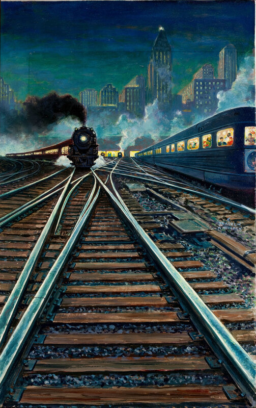 Trains at Night in the City