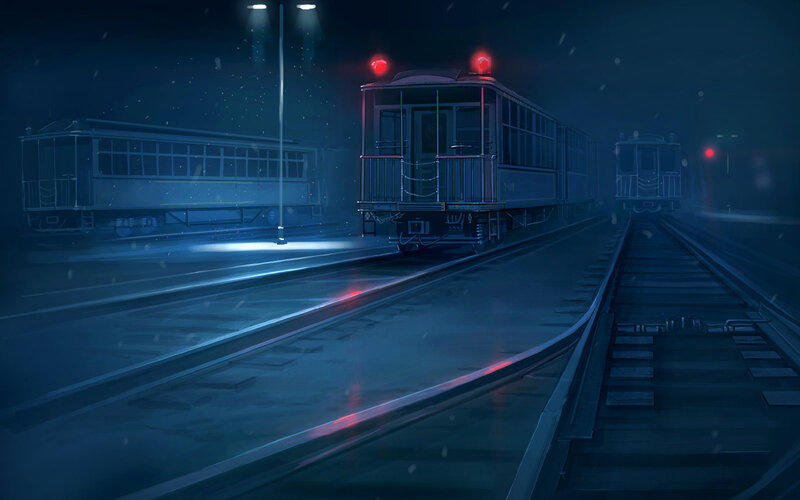 Trains at Night Station