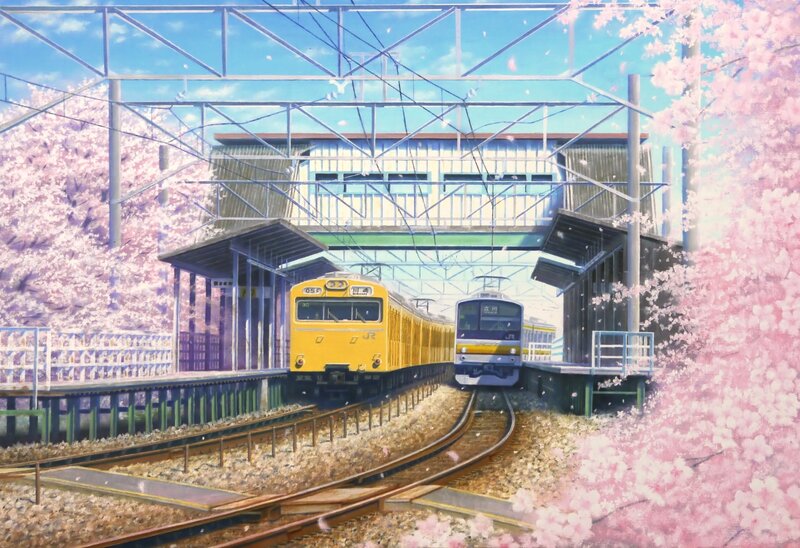 Trains at Station — Pink