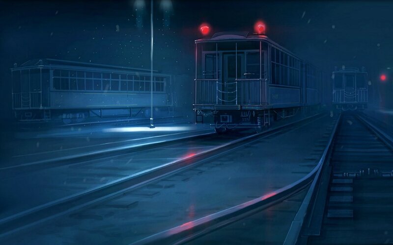 Trains on Tracks at Night