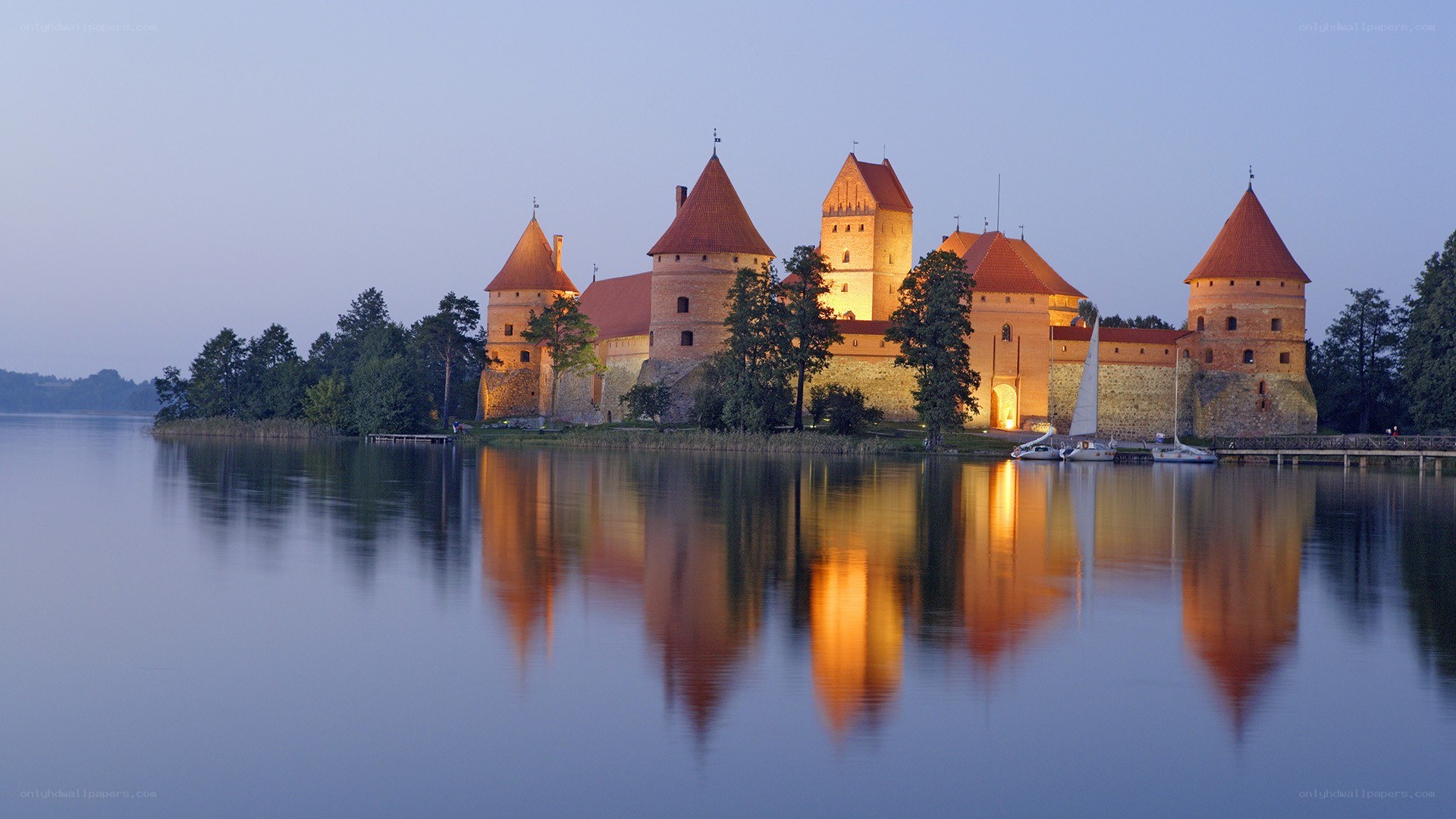 Trakai Island Castle at dusk