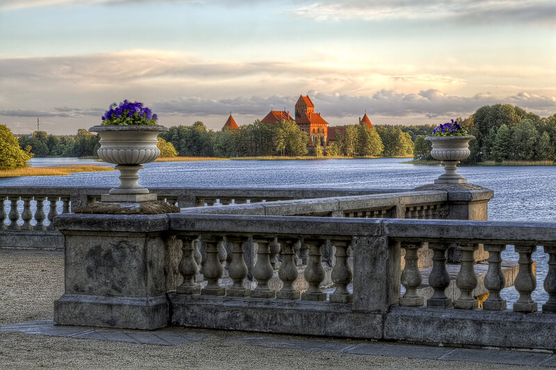 Trakai Island Castle — Blue, Serene, Sunset, Photograph