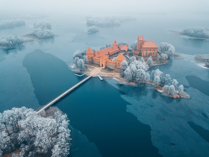 Trakai Island Castle — Blue, Serene, Winter
