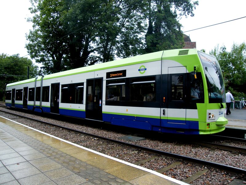 Tram at a station
