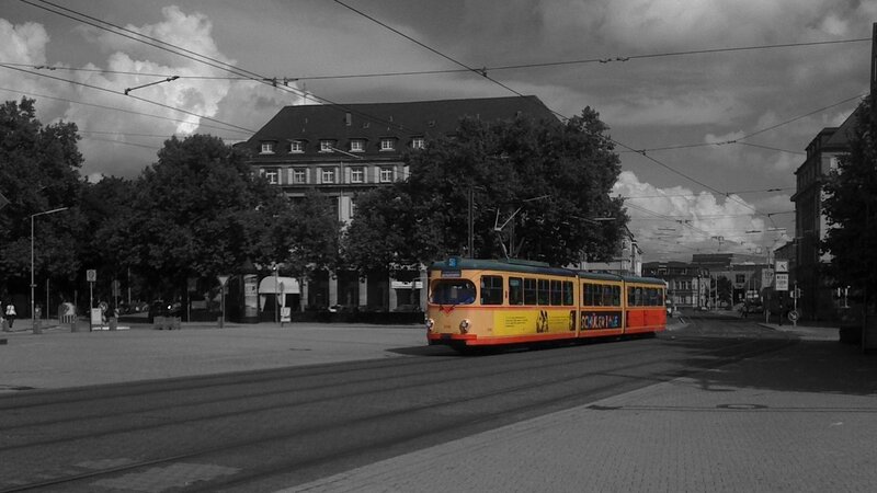 Tram on a city street