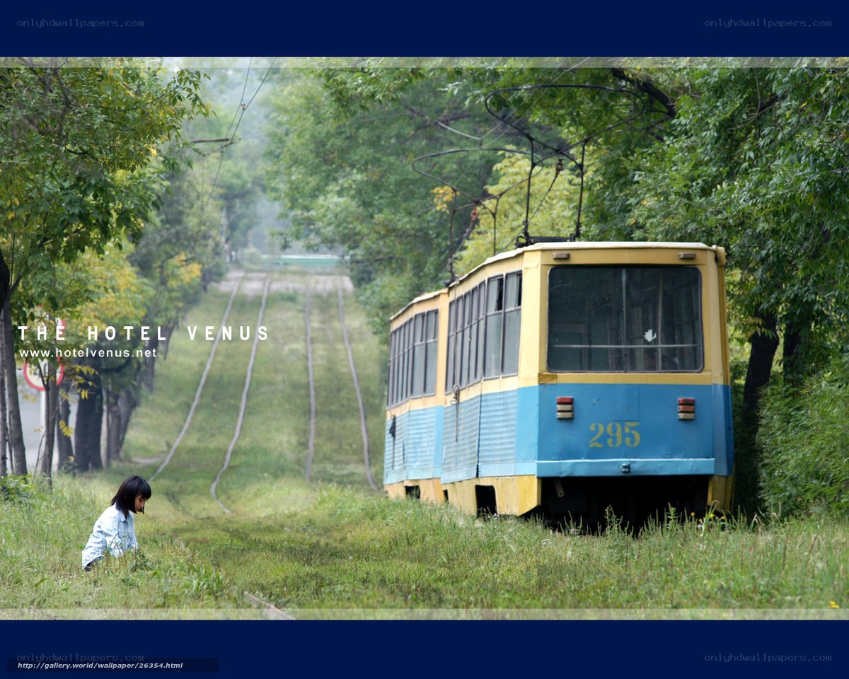 Tram on a grassy hill