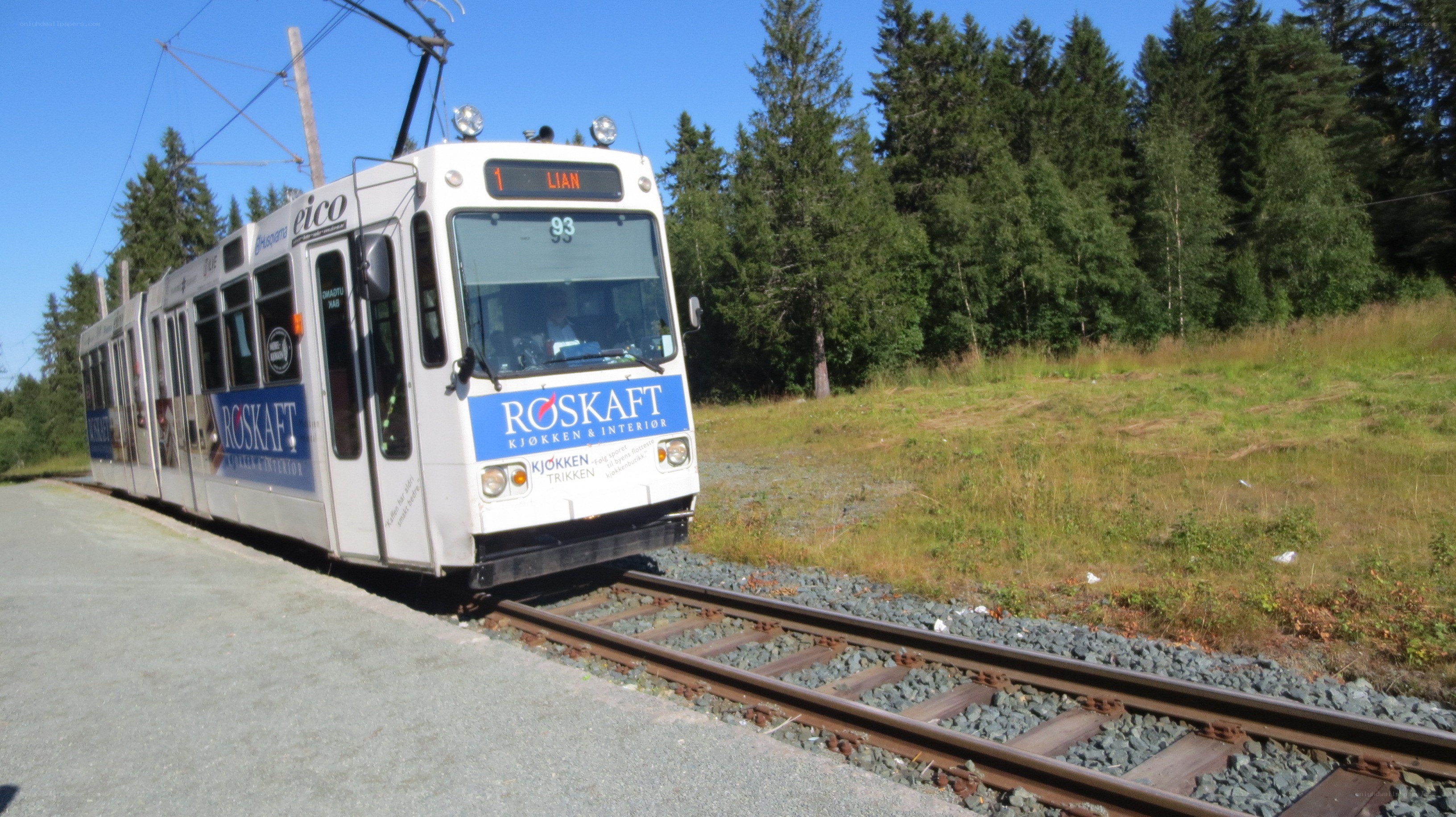 Tram on a sunny day