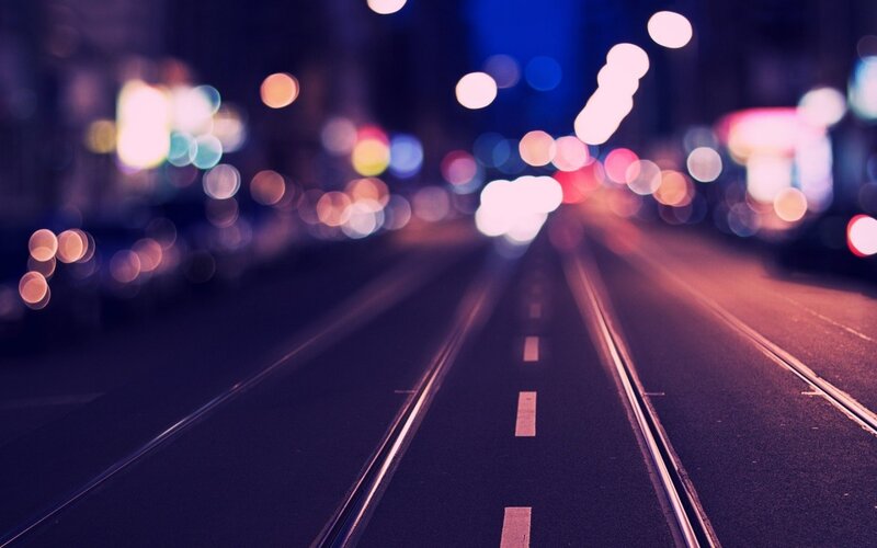 Tram Tracks at Night