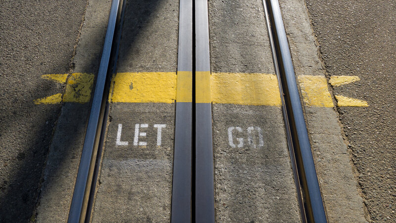 Tram Tracks with Painted Text