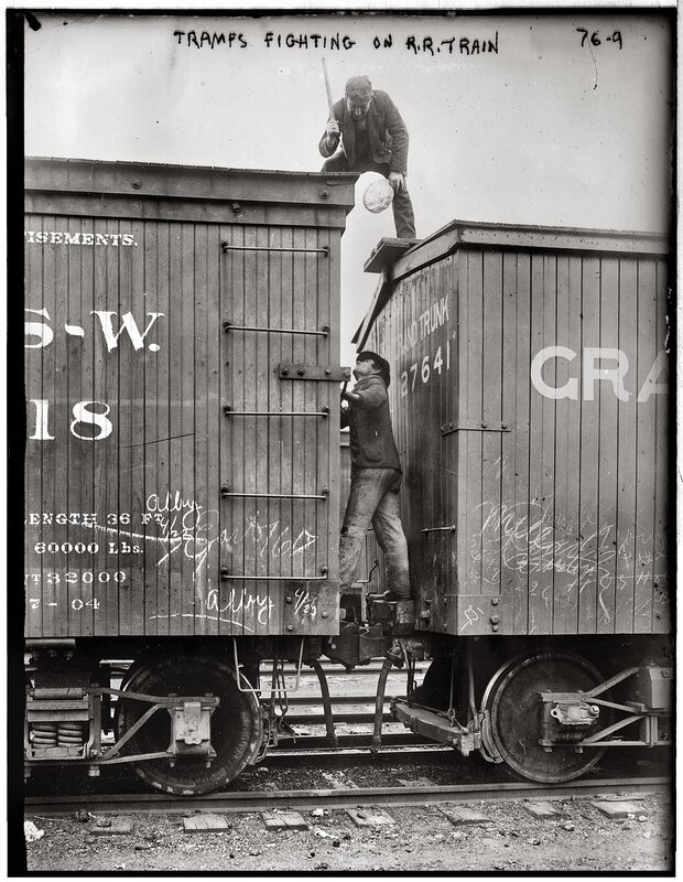 Tramps Fighting on a Train