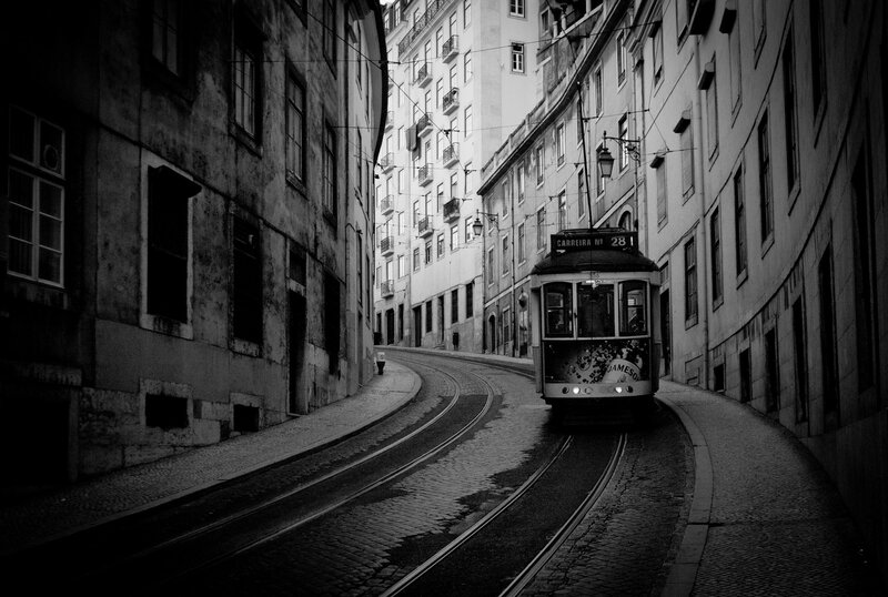 Trams on a Narrow Street
