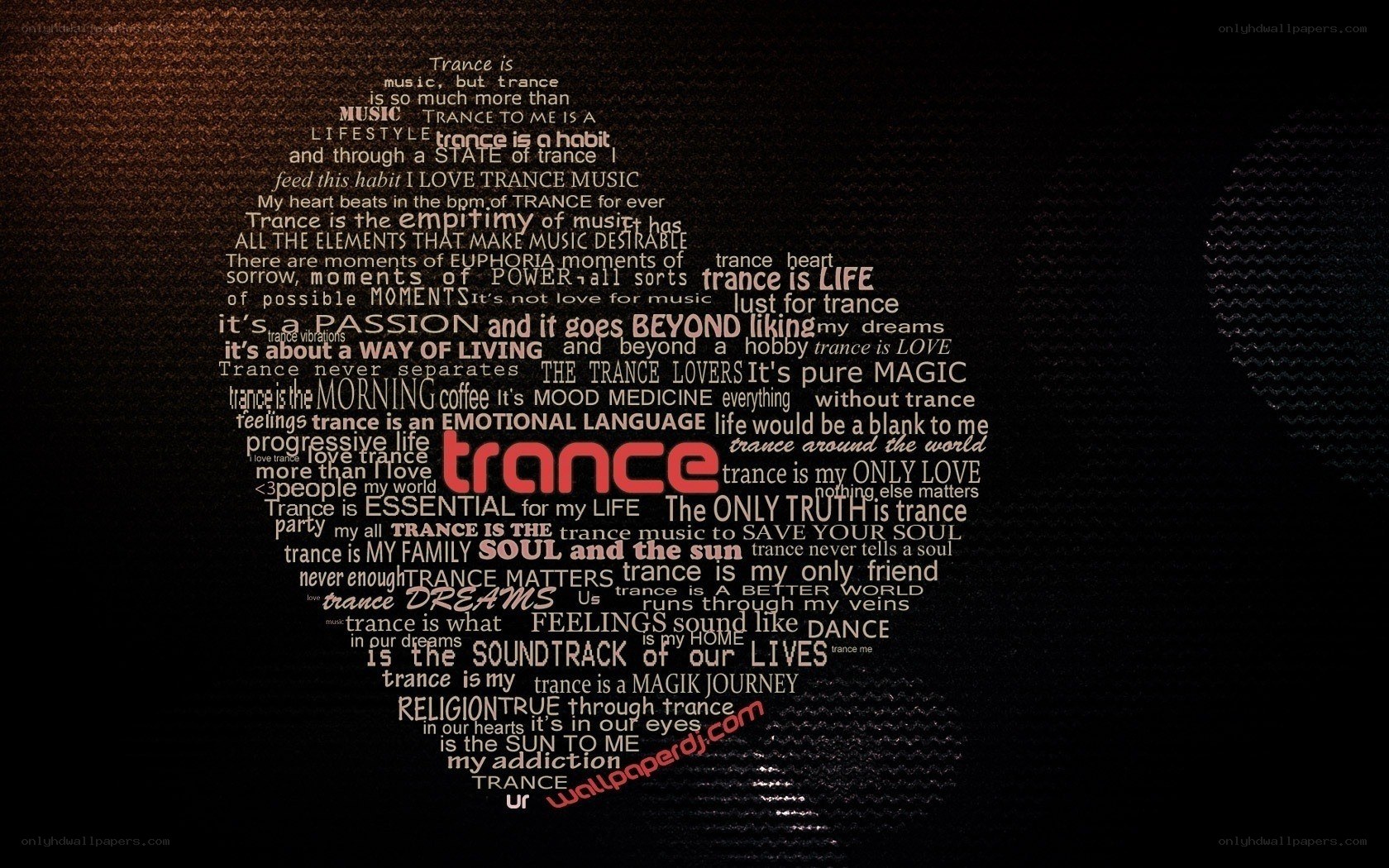 Trance music heart text art
