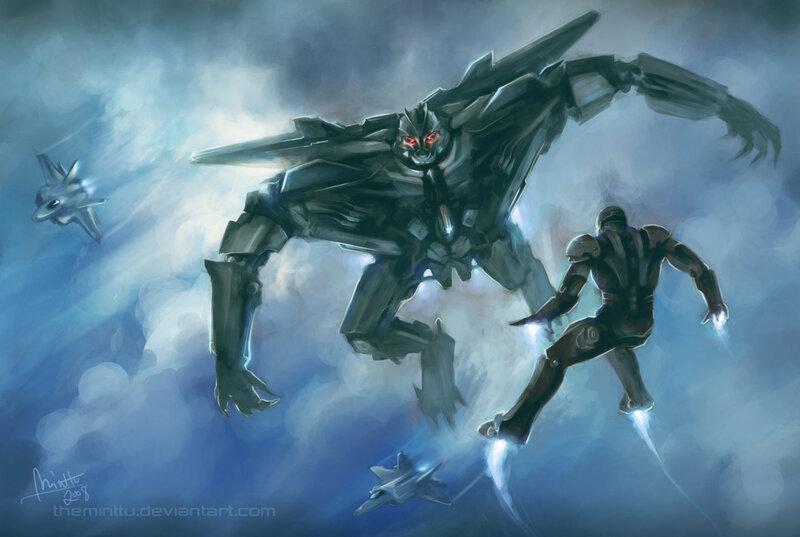 Transformers battle in the sky