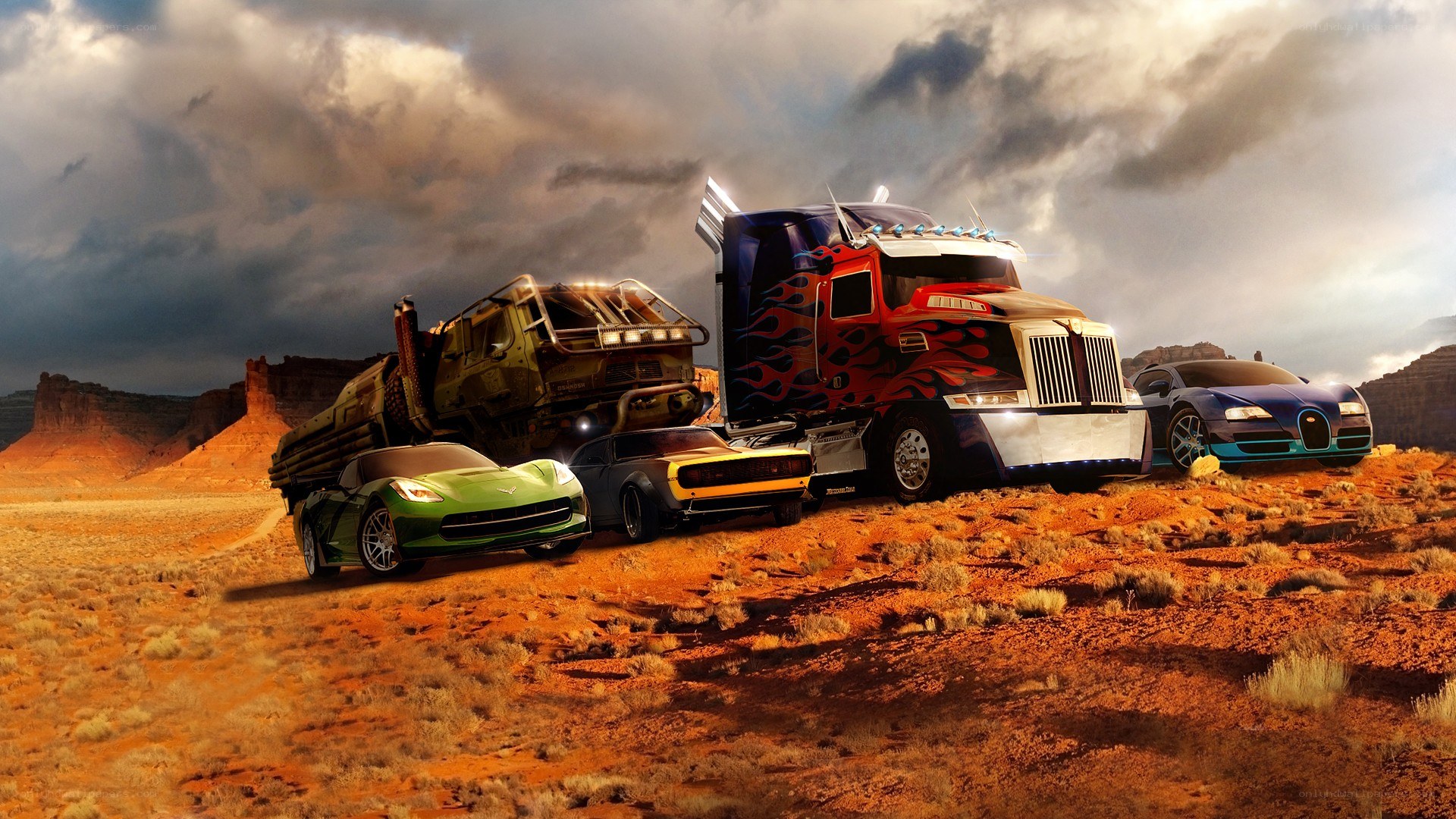 Transformers characters in desert