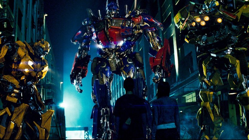 Transformers in a city alley