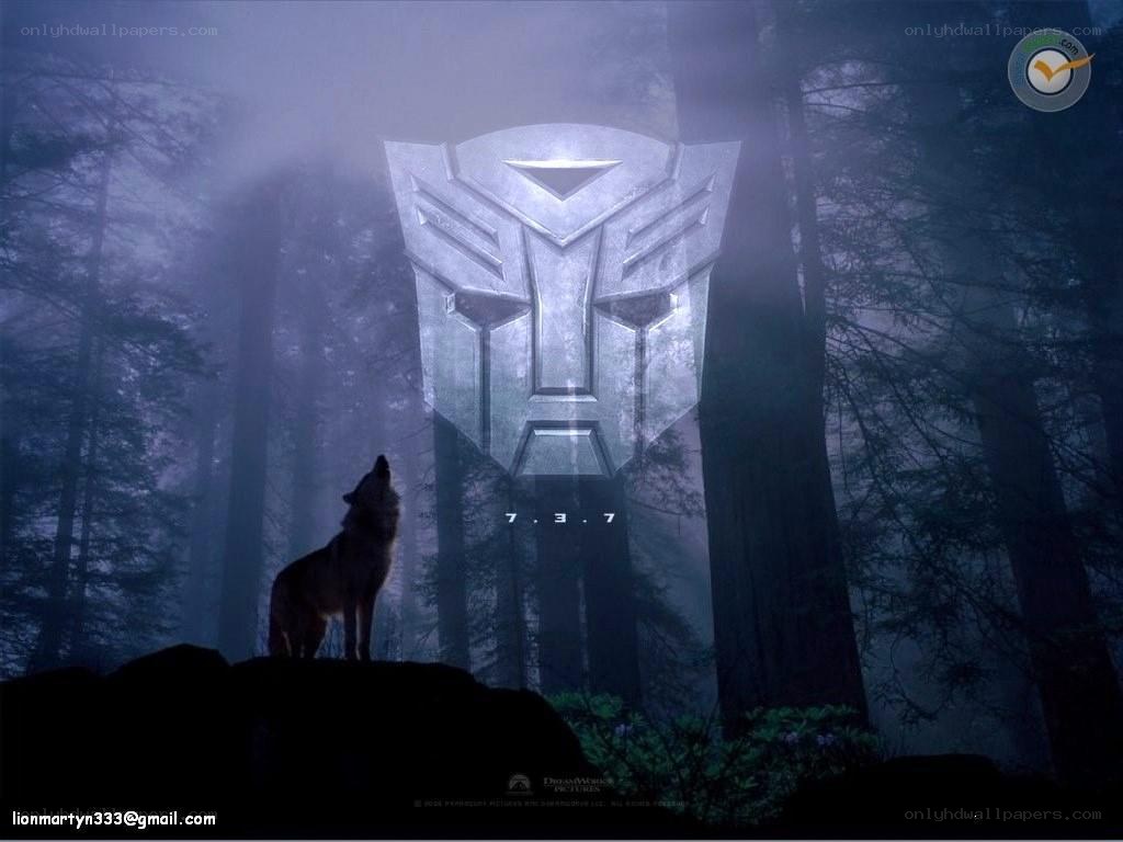 Transformers logo in forest