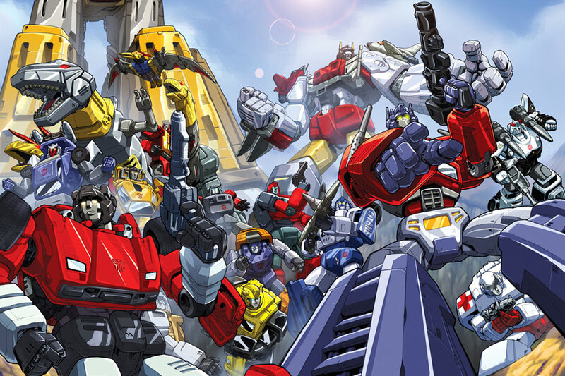 Transformers Robots in Battle — Red, Dramatic, Afternoon