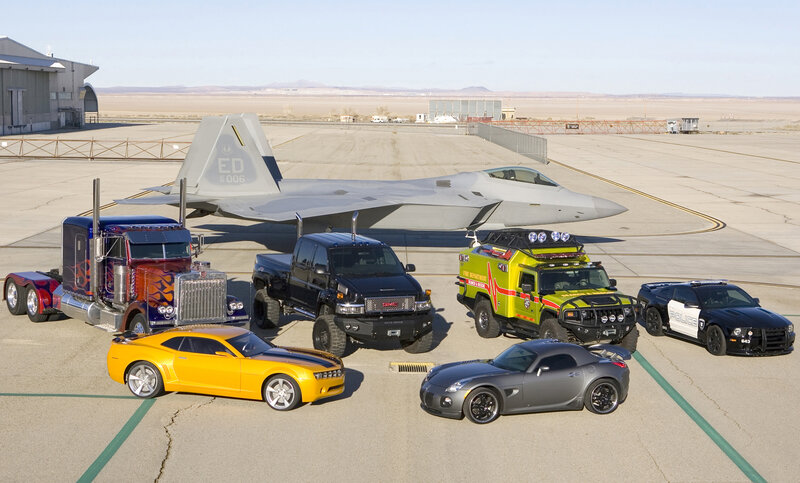 Transformers vehicles on airfield