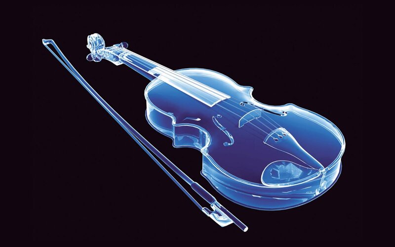 Transparent Blue Violin — Dramatic, Digital Art