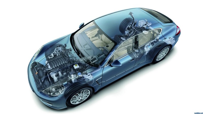 transparent car engine view