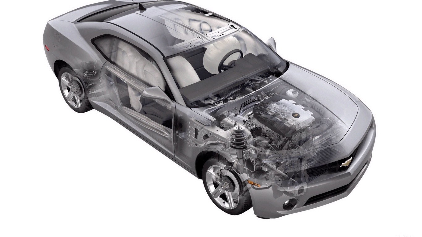 transparent car engine view