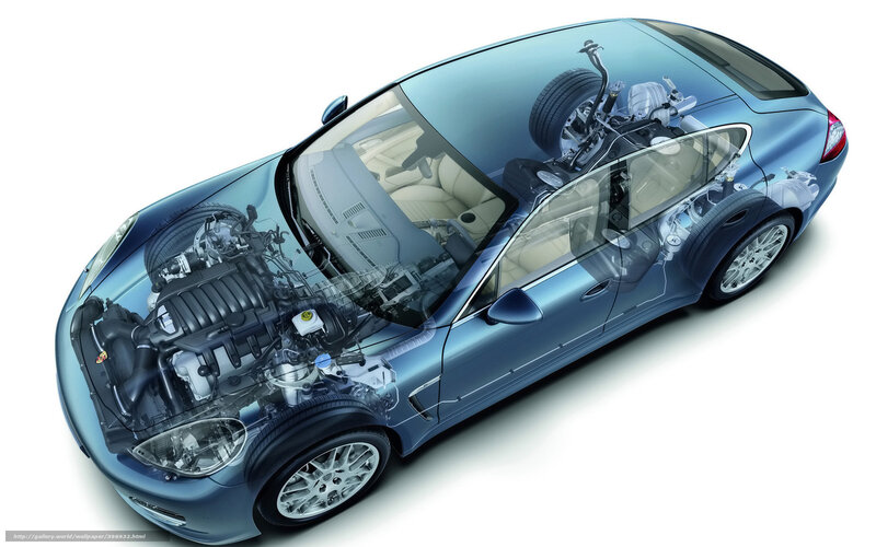 transparent car engine view