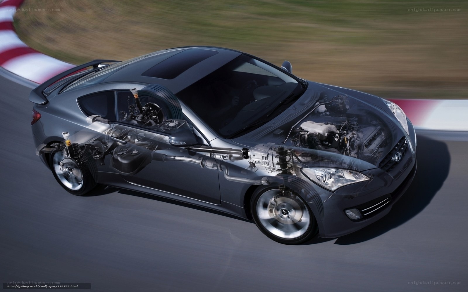 Transparent car on a racetrack