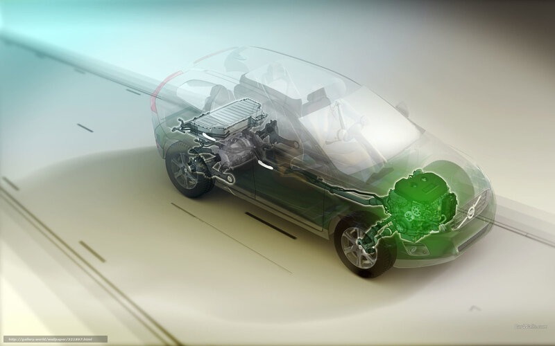 Transparent Car with Engine — Green