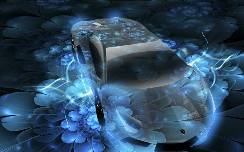 Transparent Car with Flowers