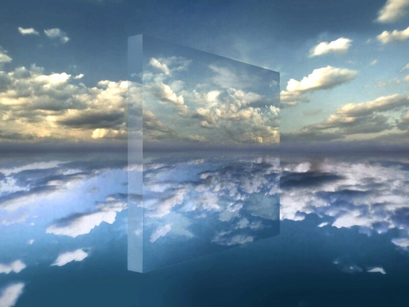 Transparent Cube in Sky