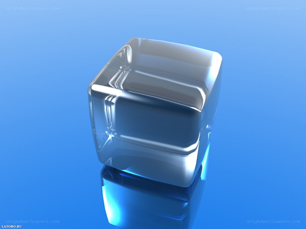 transparent cube on blue background