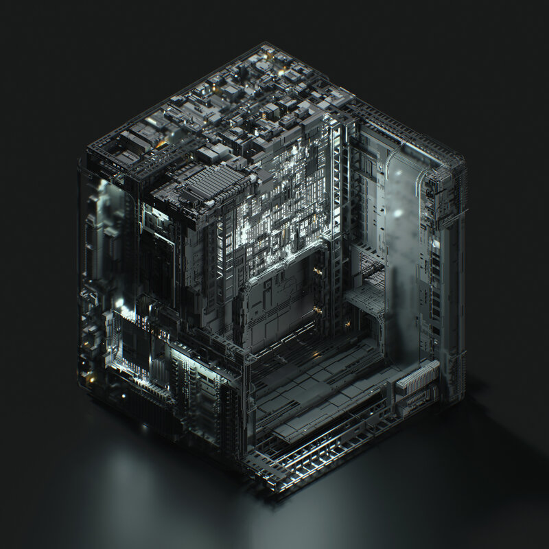 Transparent Cube Structure — Black