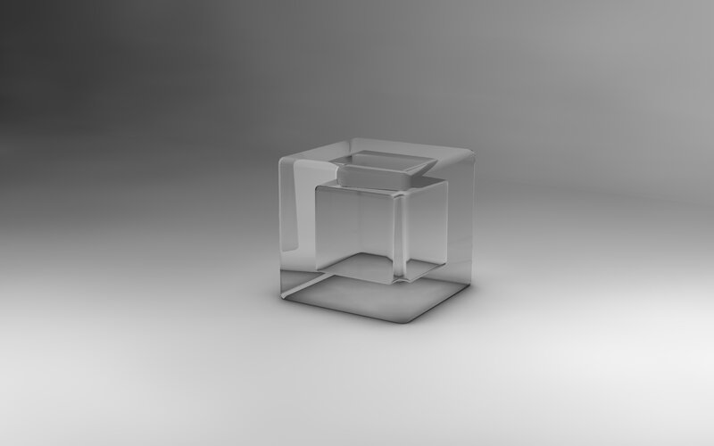 Transparent Cube Structure — Gray