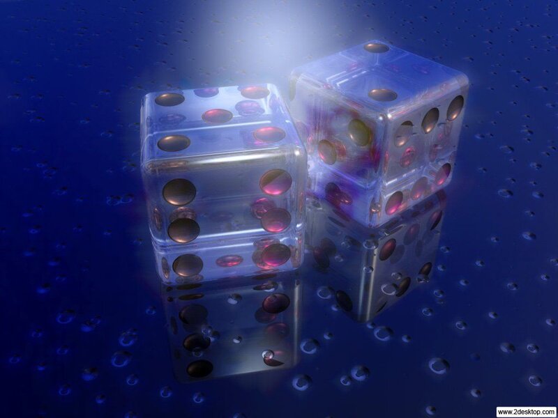 Transparent Dice on Wet Surface