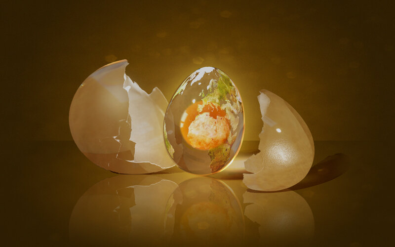 Transparent Egg with Earth Inside