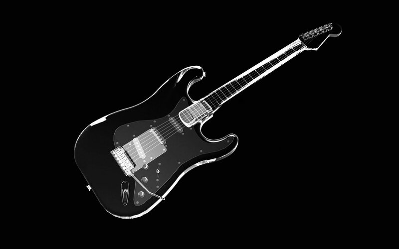 Transparent Electric Guitar — Black, Dramatic