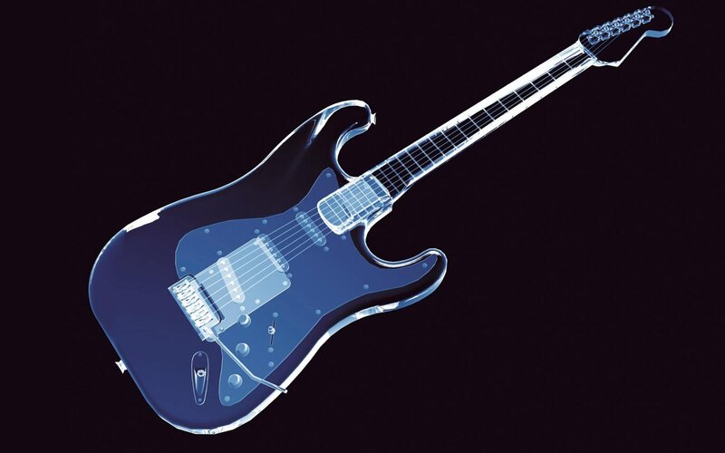 Transparent Electric Guitar — Blue, Dramatic